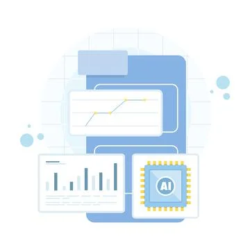 Digital commerce analytics with AI technology for revenue prediction Stock Illustration