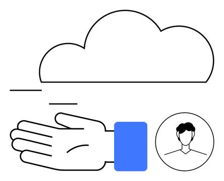 Digital Communication and Cloud Computing Concept with Abstract Blue Hand a.. Stock Illustration