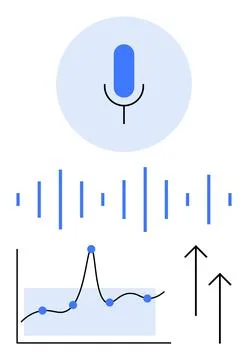 Digital Communication and Data Analysis with Sound Waves and Graphs Illustrazione stock