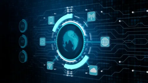 Digital Communication and Digital Global Network , Cyber Security Concept Stock Footage 102827783