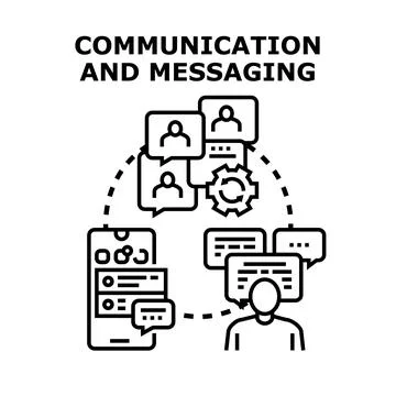 Digital communication and messaging app connecting network user Stock Illustration