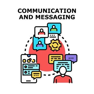 Digital communication and messaging app connecting network user Stock Illustration