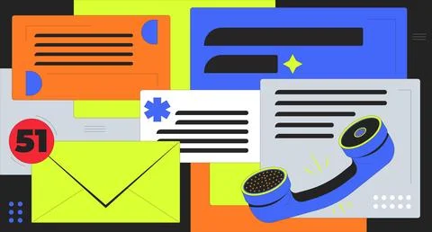 Digital communication and multitasking 2D illustration concept Stock Illustration