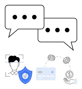 Digital communication and security elements highlighting identity verificat.. Stock Illustration