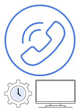 Digital Communication and Technology Elements Including Phone, Clock, and C.. Stock Illustration