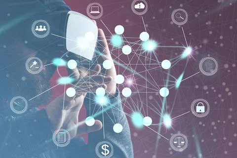 Digital communication and virtual screen metaverse technology concept WEB 3.0 Stock Photos