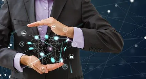 Digital communication and virtual screen metaverse technology concept WEB 3.0 Stock Photos
