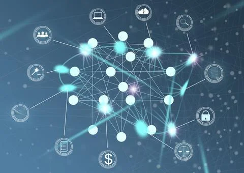 Digital communication and virtual screen metaverse technology concept WEB 3.0 Stock Photos