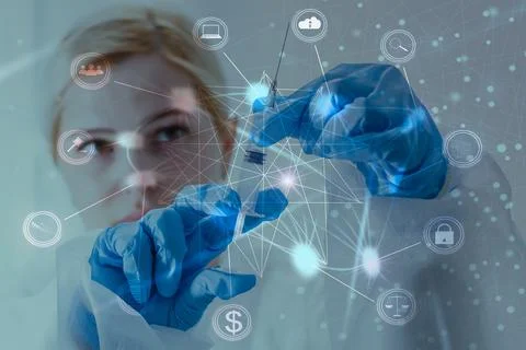 Digital communication and virtual screen metaverse technology concept WEB 3.0 Foto stock