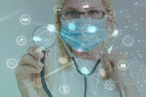 Digital communication and virtual screen metaverse technology concept WEB 3.0 Stock Photos