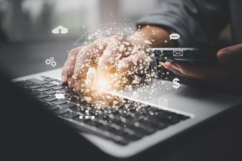 Digital communication and virtual technology concept WEB, Networking and in.. Foto stock