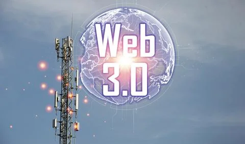 Digital communication concept and technology WEB 3.0 and AI development Stock Photos