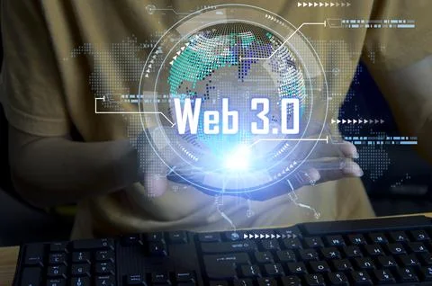 Digital communication concept and virtual screen technology WEB 3.0 and AI .. Foto stock