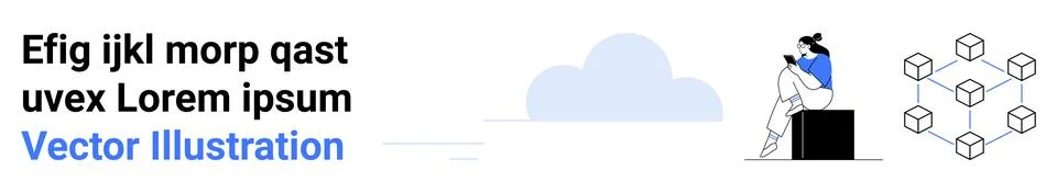 Digital Communication Concept with Cloud, User, and Blockchain Icons Illustrazione stock