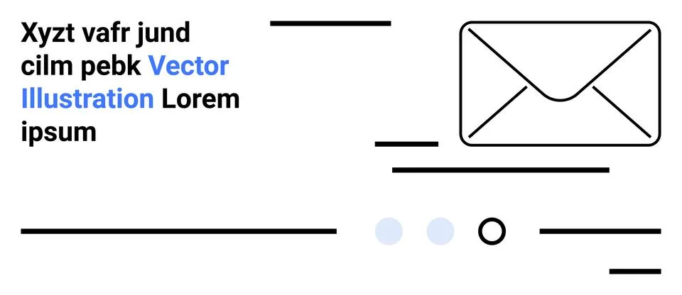 Digital Communication Concept Envelope Symbol and Abstract Text Layout Stock Illustration