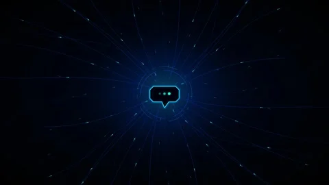 Digital communication concept: glowing speech bubble with data network conn.. Stock-Footage 337559670