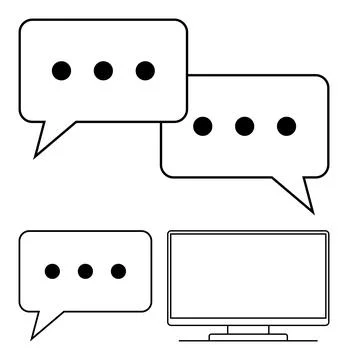 Digital Communication Concept with Speech Bubbles and Computer Monitor for .. Stockillustratie
