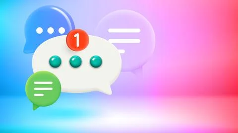 Digital communication concept. Vector 3d banner with copy space Stock Illustration