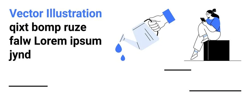 Digital communication, data flow, creative thinking, technology concepts, soc Stock Illustration