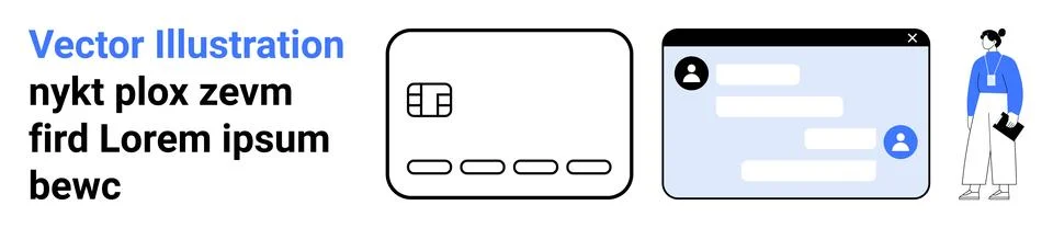 Digital Communication, Login Interface, and User Interaction Vector Concept Illustrazione stock