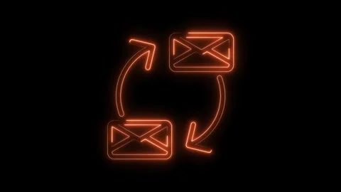 Digital communication loop two email icons with circular arrows neon glow in Stock Footage 322969667