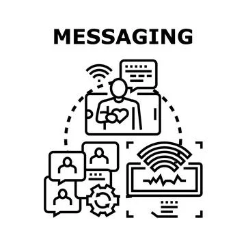 Digital communication messaging via online network applications Stock Illustration