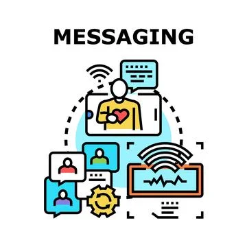 Digital communication messaging via online network applications Stock Illustration
