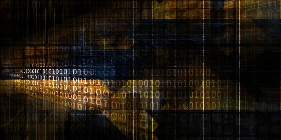 Digital Communication Network and Binary System Design Stock Illustration
