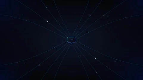 Digital communication network concept with glowing speech bubble and data c.. Stock Footage 337559692