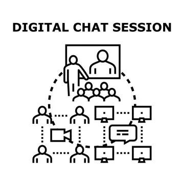 Digital communication network connecting people through online conversation Stock Illustration
