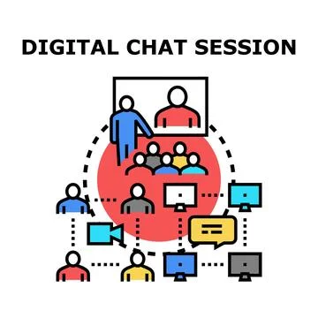 Digital communication network connecting people through online conversation Stock Illustration