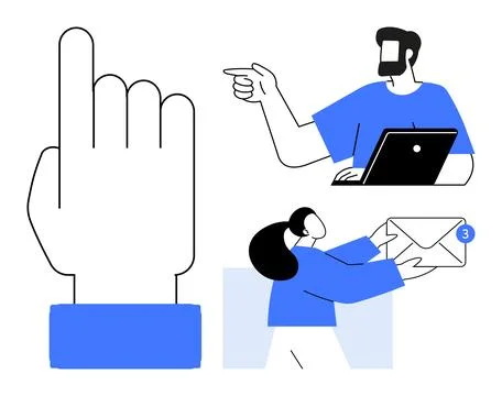 Digital communication, online interaction, email notifications, remote work,  Stock Illustration
