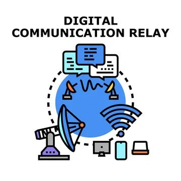 Digital communication relaying global data network Stockillustratie