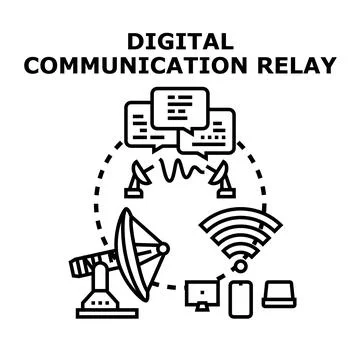 Digital communication relaying global data network Stock Illustration