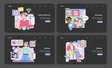Digital Communication set. Flat vector illustration. Stock Illustration