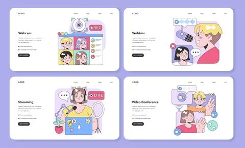 Digital Communication set. Flat vector illustration Stock Illustration
