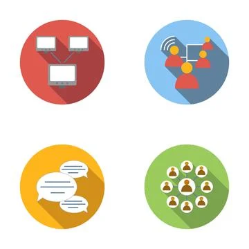 Digital communication, social networking, and connectivity icons set Stock Illustration