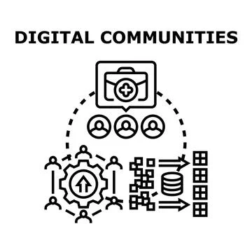 Digital communities networking, connecting, and processing data Stock Illustration