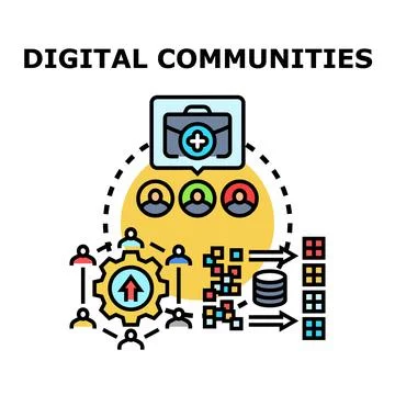 Digital communities networking, connecting, and processing data Stockillustratie
