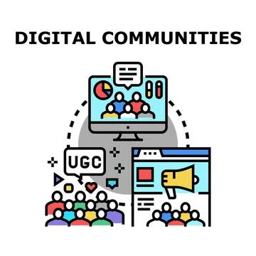 Digital communities networking online collaboration and engagement Stock Illustration