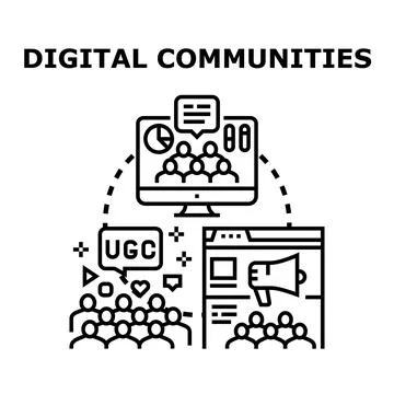 Digital communities networking online collaboration and engagement Stock Illustration