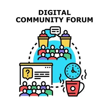 Digital community forum planning discussion concept Stock Illustration