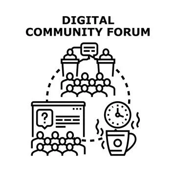 Digital community forum planning discussion concept Stock Illustration