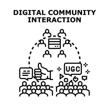 Digital community interaction connecting users and feedback Stockillustratie