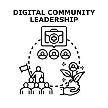 Digital community leadership concept developing online network Ilustración de archivo