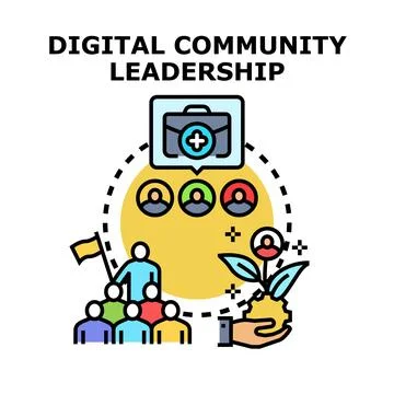 Digital community leadership concept developing online network Stock Illustration