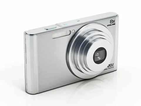 Digital compact camera isolated on white background. 3D illustration Illustrazione stock