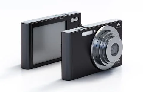 Digital compact camera isolated on white background. 3D illustration イラスト素材