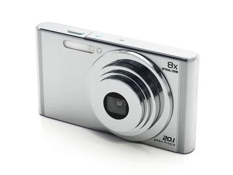 Digital compact camera isolated on white background. 3D illustration Illustrazione stock