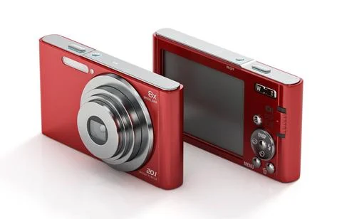 Digital compact camera isolated on white background. 3D illustration Digit... Stock Photos